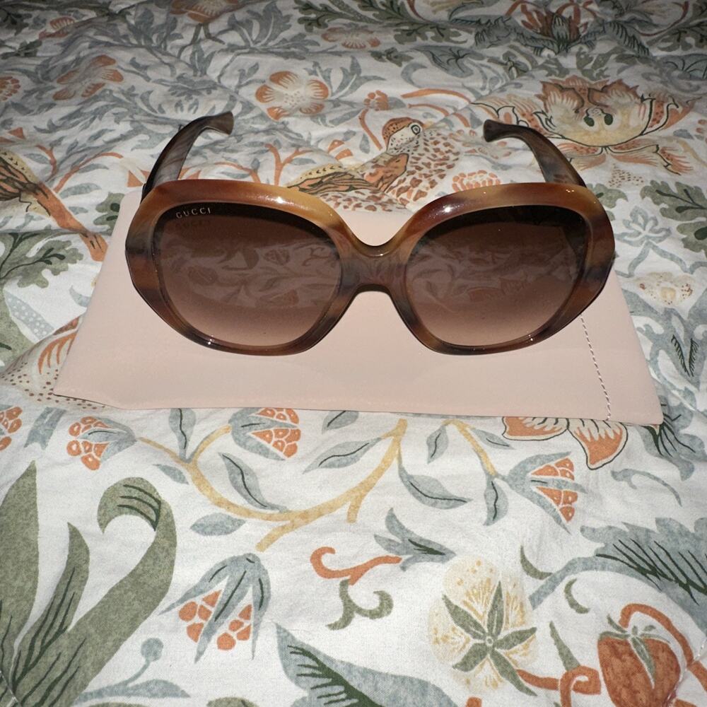 GUCCI GG0796S 004 Geometrical Directional Havana 56 mm Women's Sunglasses